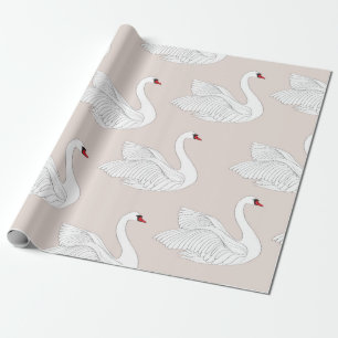 Sömlös mönster med vit svanar. Vita fågel Presentpapper