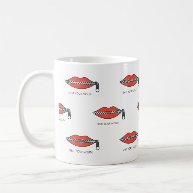 Sömlös mönster med Womans mun med blixtlås Kaffemugg (Vänster)