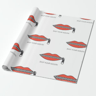 Sömlös mönster med Womans mun med blixtlås Presentpapper