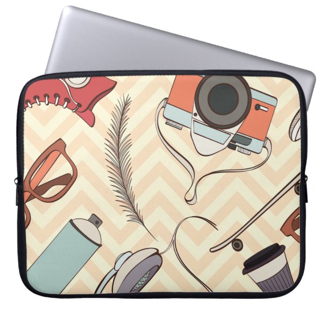 Sömlös mönster. Mönster i hipster eleme Laptop Fodral (Framsidan)
