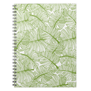 Sömlös mönster Monstera lämnar bakgrund. Flora Anteckningsbok