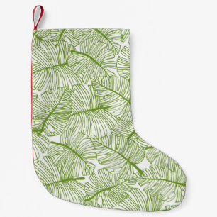 Sömlös mönster Monstera lämnar bakgrund. Flora Liten Julstrumpa