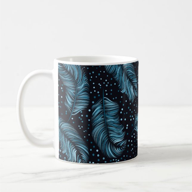 Sömlös mönster, oändligt struktur. mörk, fjäder b kaffemugg (Vänster)