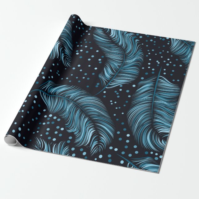 Sömlös mönster, oändligt struktur. mörk, fjäder b presentpapper (Utrullad)