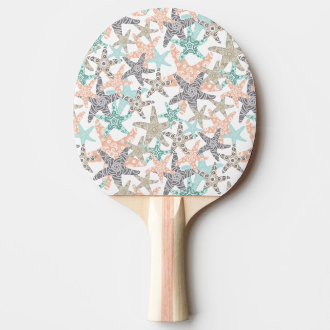 Sömlös Mönster Ping Pong Paddle Pingisracket (Framsidan)
