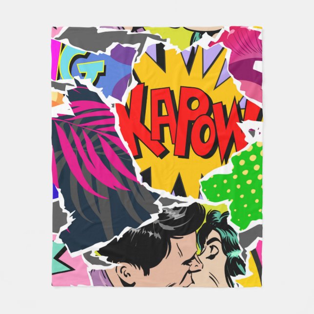 Sömlös mönster popart tecknader stil. Samling av  Fleecefilt (Framsidan)