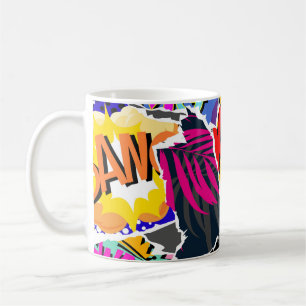 Sömlös mönster popart tecknader stil. Samling av Kaffemugg