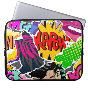 Sömlös mönster popart tecknader stil. Samling av Laptop Fodral