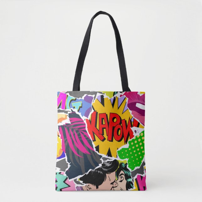 Sömlös mönster popart tecknader stil. Samling av  Tygkasse (Framsida)