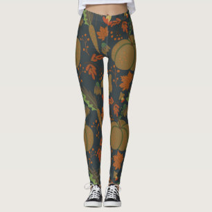 Sömlös mönster Pumpkin & Carrot-mörk, bakgrund Leggings
