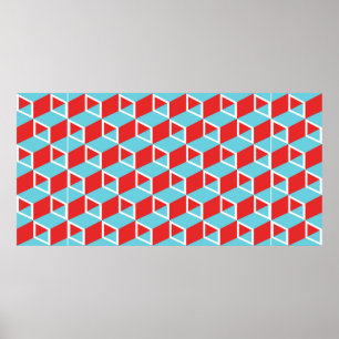 Sömlös mönster-ryggstöd med isomerfärgad kub poster