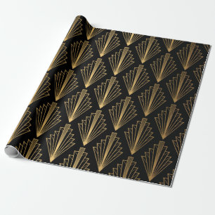 Sömlös mönster-svart och guld-bakgrund presentpapper