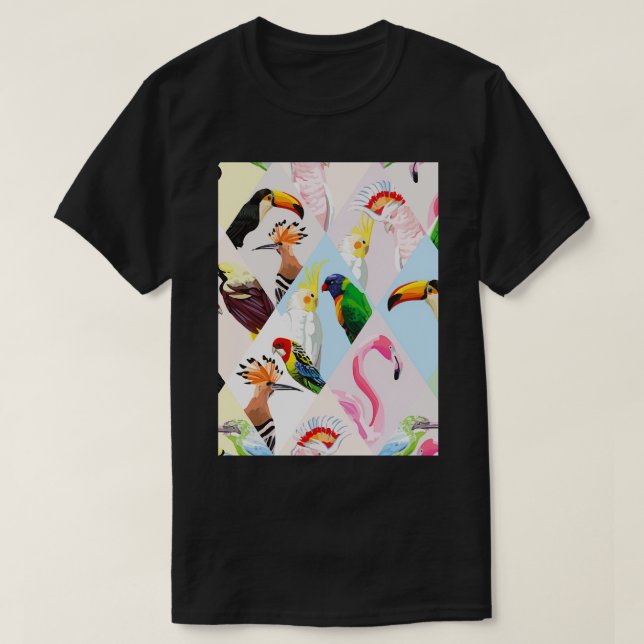 Sömlös mönster tapet med tropiskt lappverk t shirt (Design framsida)