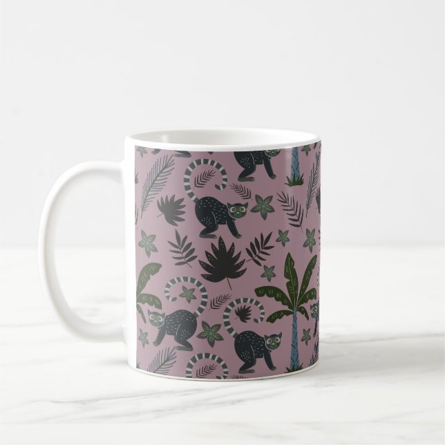 Sömlös mönster Tropical animals apkey hopping Kaffemugg (Vänster)