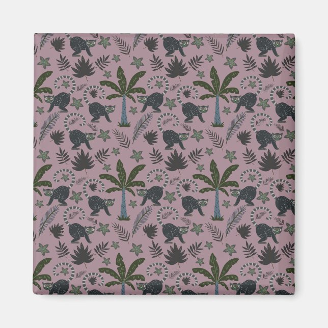 Sömlös mönster Tropical animals apkey hopping Magnet (Framsidan)