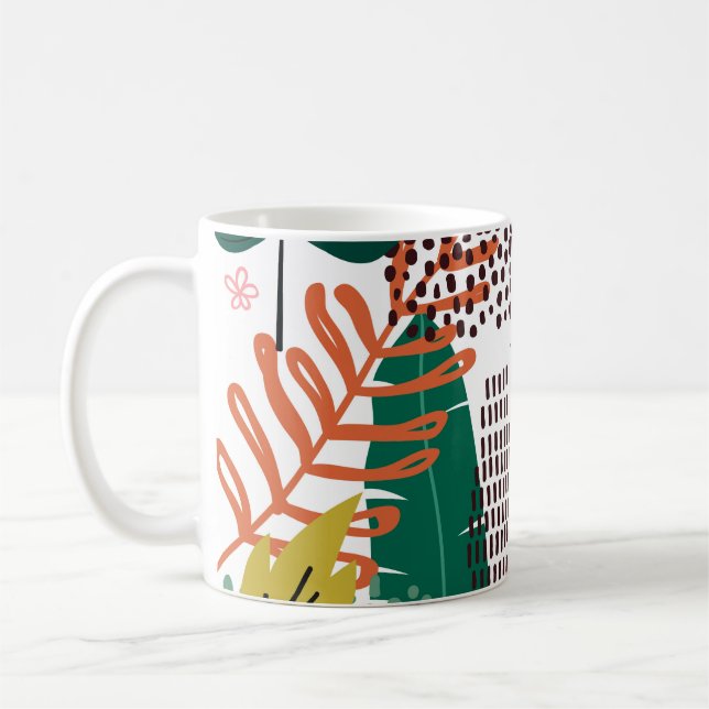 Sömlös mönster-tropisk bakgrund med Monstera Kaffemugg (Vänster)
