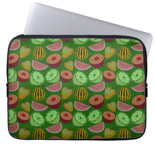 Sömlös mönster-tropiska frukter och grönt, bakgrun laptop fodral