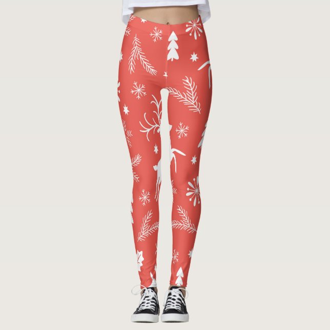 Sömlös Mönster under jul Leggings (Framsida)