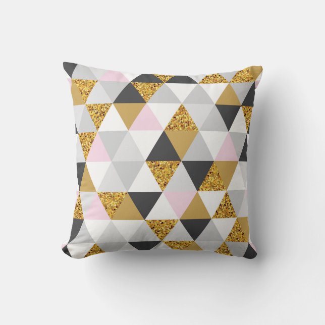 Sömlös mönster utan Geometric guld Kudde (Framsida)