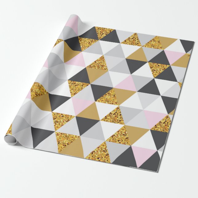 Sömlös mönster utan Geometric guld Presentpapper (Utrullad)