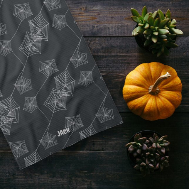 Sömlös mönster-utskrift med spindelnät, anpassning kökshandduk (Seamless pattern print with spider webs, custom kitchen towel)