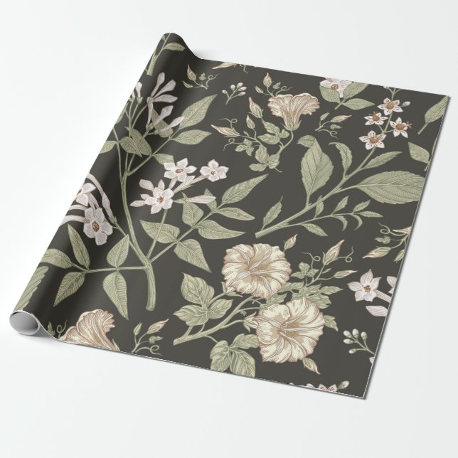 Sömlös mönster. Vackra väv som blomstrar Presentpapper (Utrullad)
