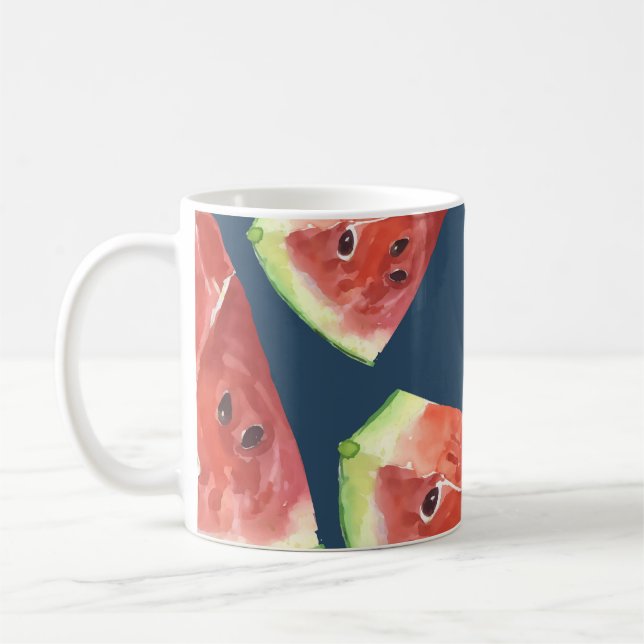 Sömlös mönster. Vattenfärgssegment. Kaffemugg (Vänster)