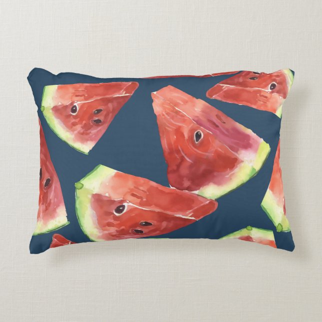 Sömlös mönster. Vattenfärgssegment. Prydnadskudde (Framsidan)