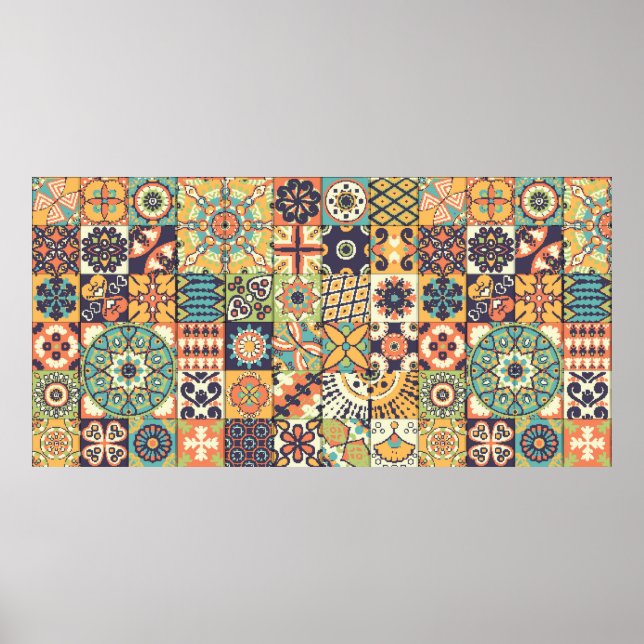 Sömlös mönster. Vintage dekorativt inslag. Han Poster (Framsidan)