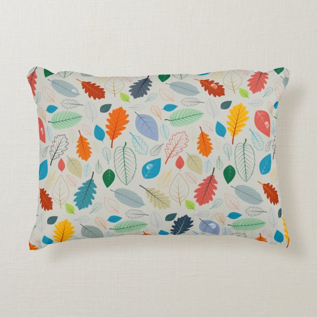 Sömlös Mönster - vintage Höst löv Illustrat Prydnadskudde (Framsidan)