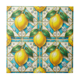 Sömlös mönsterkonst Deco Citroner och Diamanter Kakelplatta