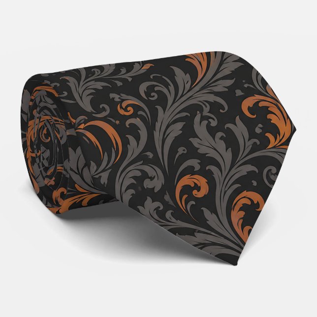 Sömlös Mörk Barock Pumpamuster | Svart  Slips (Rullad)