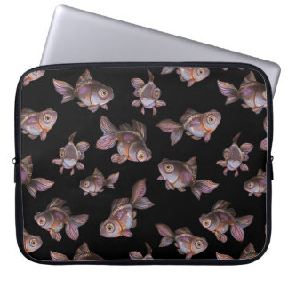 Sömlös mörk mönster med fisk laptop fodral