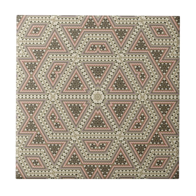 Sömlös mosaik abstrakt kaleidoscope beige triang kakelplatta (Framsidan)