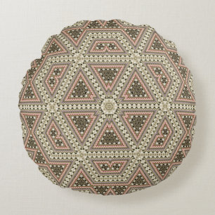 Sömlös mosaik abstrakt kaleidoscope beige triang rund kudde