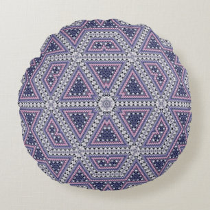 Sömlös mosaik abstrakt kaleidoskop violet trian rund kudde