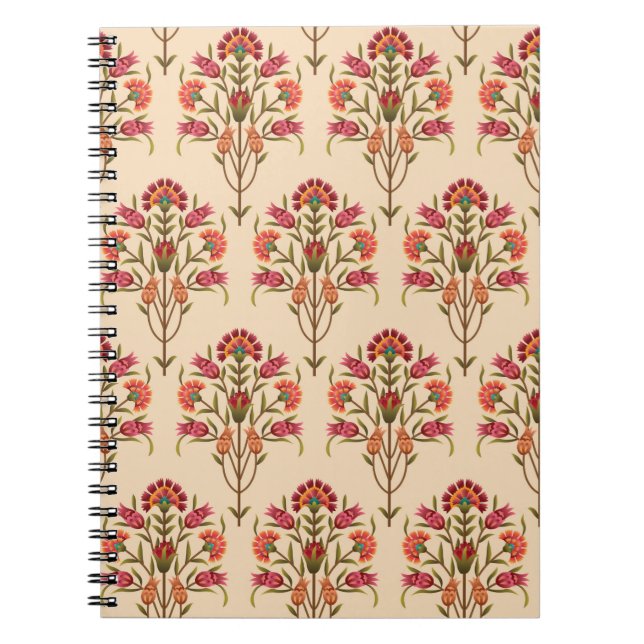 Sömlös mullblomma med mönster-design, krämrygg anteckningsbok (Framsidan)