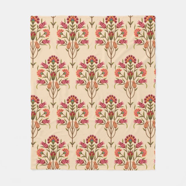 Sömlös mullblomma med mönster-design, krämrygg fleecefilt (Framsidan)