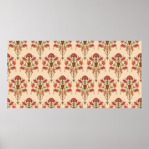 Sömlös mullblomma med mönster-design, krämrygg poster