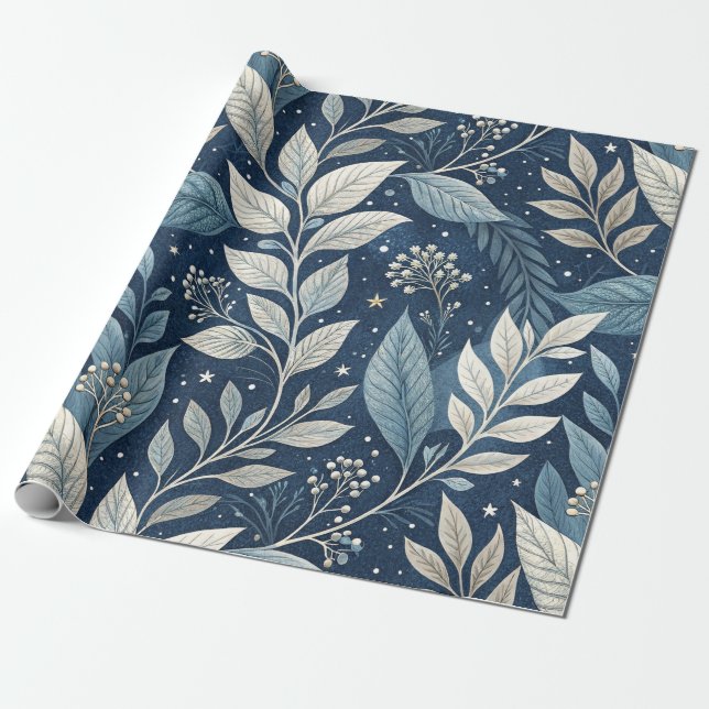 Sömlös nattgarden Botaniska Mönster Presentpapper (Utrullad)