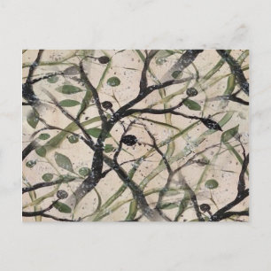 Sömlös Olive Gren Abstrakt Art Mönster Vykort