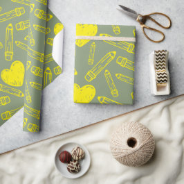 Sömlös omslagning av hjärta och penna för skolan presentpapper