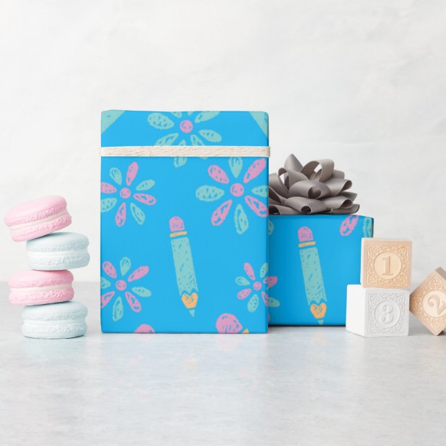 Sömlös omslagning Papper: Blompennskola Presentpapper (Baby Shower)