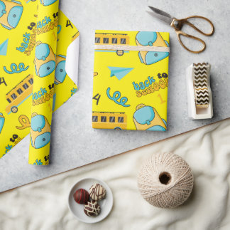 Sömlös omslagning Papper: Buss, säck och flygplans Presentpapper