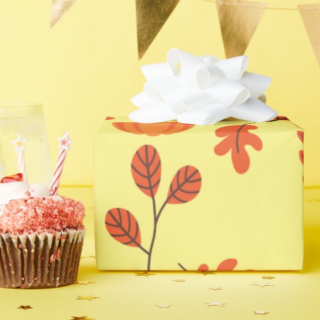 Sömlös omslagning Papper: Mysigt fallpump Löv Presentpapper (Födelsedagsfest)