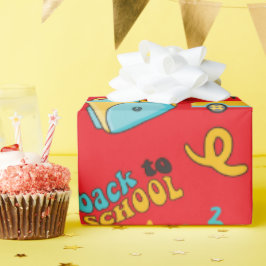 Sömlös omslagning Papper: Nummer och Buss i skolan Presentpapper