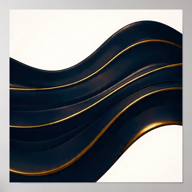 Sömlös Opulent Flöde Onyx och Guld Mönster Poster (Framsidan)