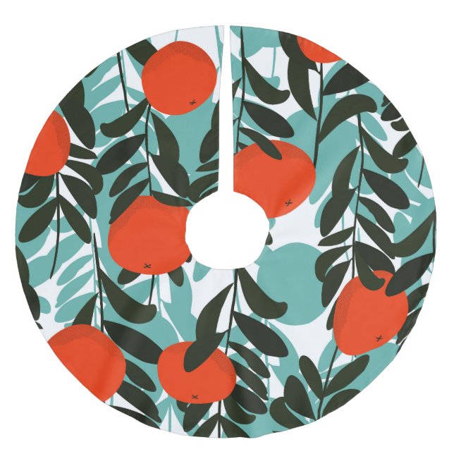 Sömlös Orange Frukt Garden Skriv ut Julgransmatta Borstad Polyester (Framsidan)