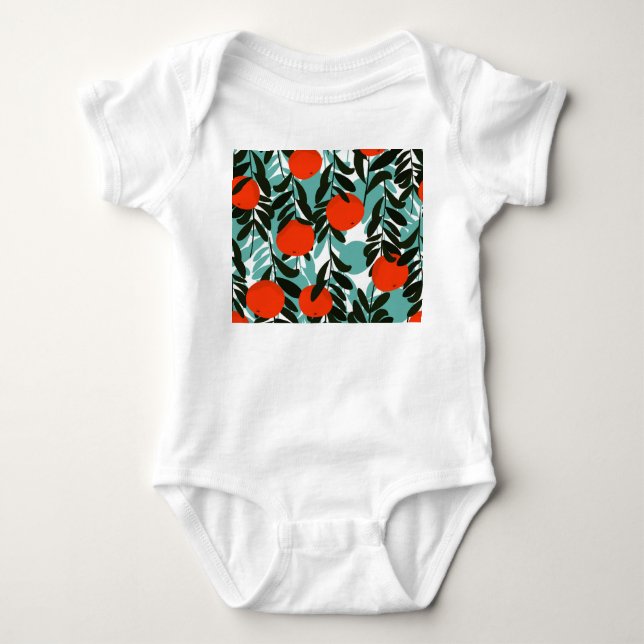 Sömlös Orange Frukt Garden Skriv ut T Shirt (Framsida)