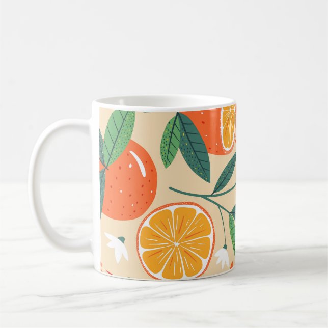 Sömlös orange mönster, abstrakt vintage konst. kaffemugg (Vänster)